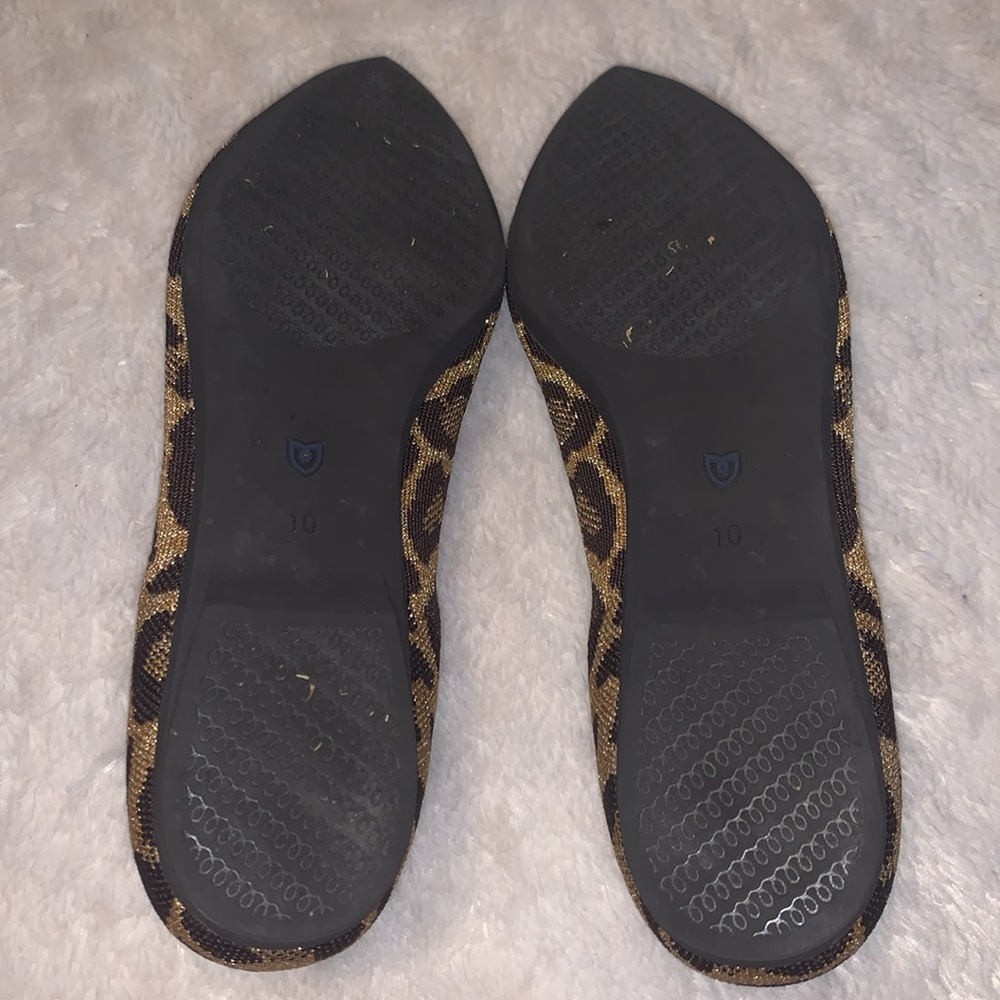-Rothy's The Point Metallic Cat Leopard Pointed Toe Flats 10M As Is - Picture 7 of 8